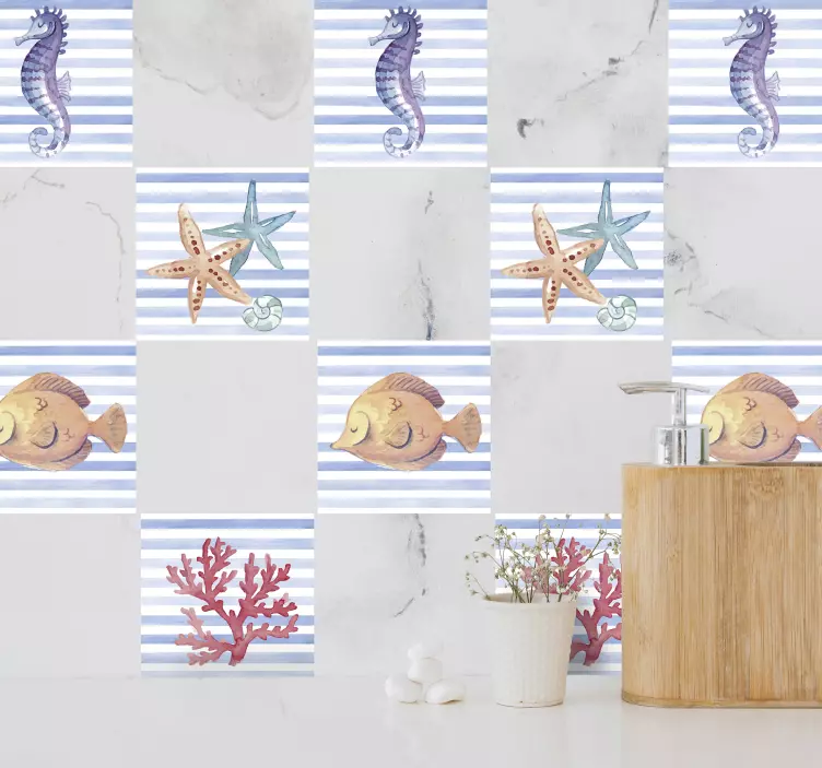 Sea life kakel vinyl klistermärke - Tenstickers
