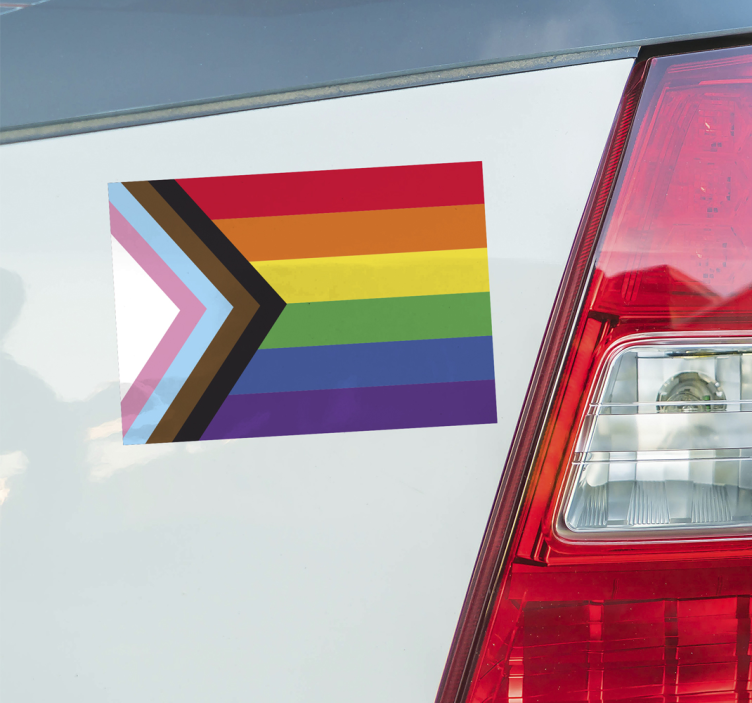 Hbtq-framstegsflagga bil klistermärke - Tenstickers