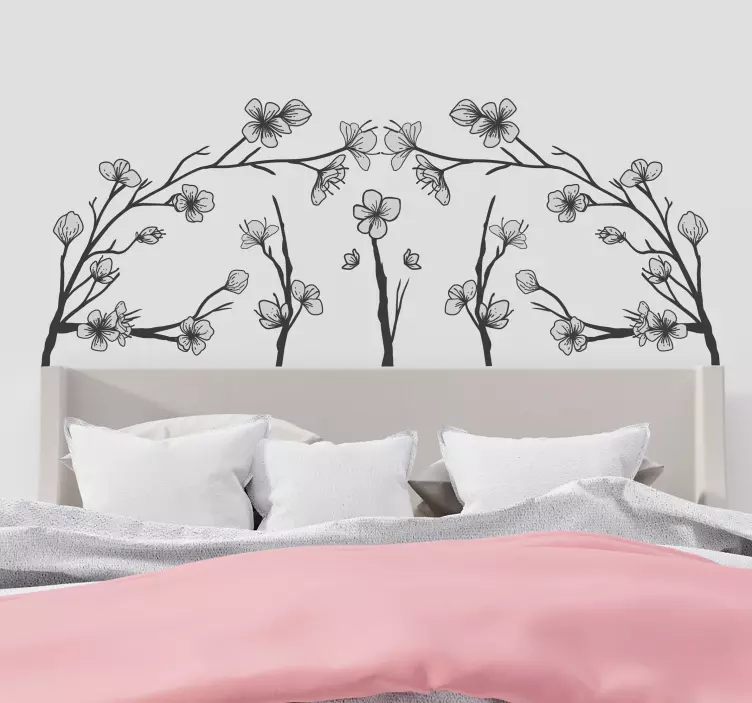 Headboard med blommor headboard klistermärke - Tenstickers