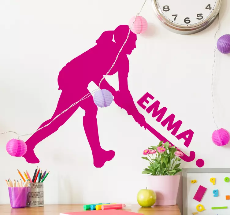 Hockey girl personlig klistermärke - Tenstickers