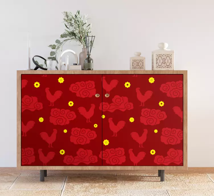 Höns och blommor djur klistermärke - Tenstickers