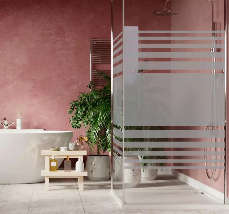 Horisontella ränder duschskärm linje klistermärke - Tenstickers