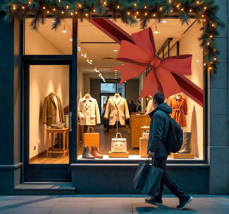 Hörn rött band skyltfönster klistermärken - Tenstickers