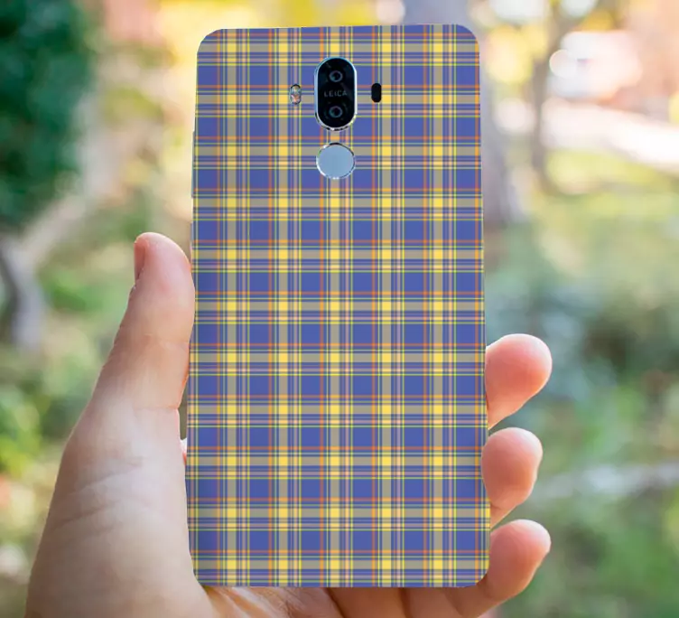 Huawei vinyl dekal med blå rutmönster - Tenstickers