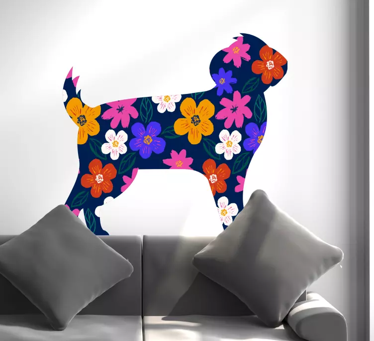 Hund gjord av blommor vägg klistermärke - Tenstickers