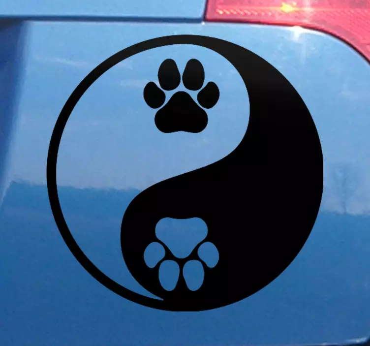 Hund tass yin yang bil klistermärke - Tenstickers