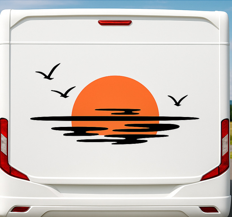 Husvagn klistermärke orange solnedgång - Tenstickers