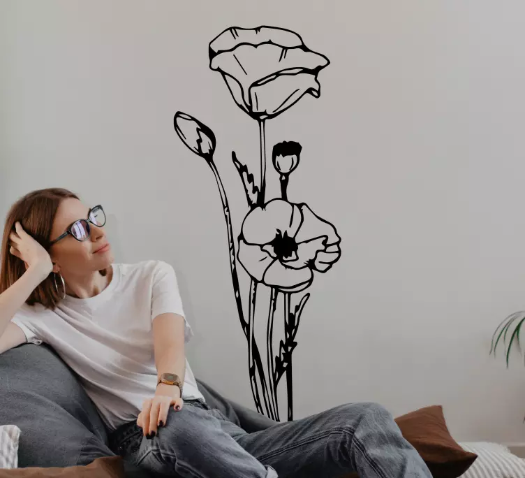 Illustration av vallmo blommor klistermärke - Tenstickers