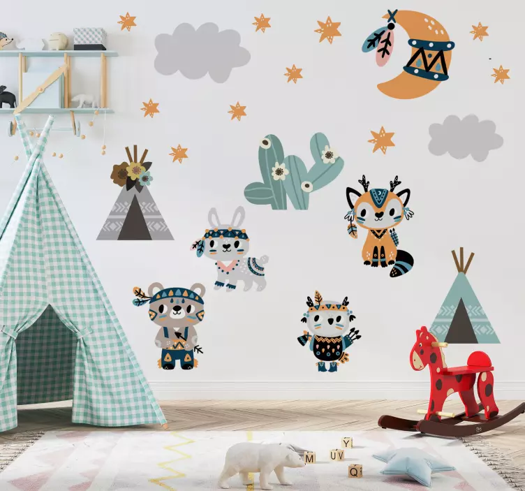 Indisk stil djur Väggklistermärken illustrationer - Tenstickers