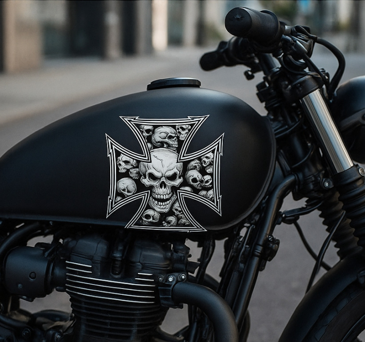 Iron cross skallar motorcykelklistermärke - Tenstickers