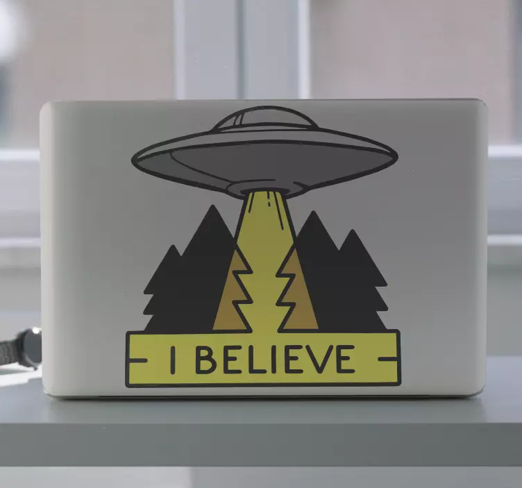 Jag tror ufo bärbar dator dekal - Tenstickers