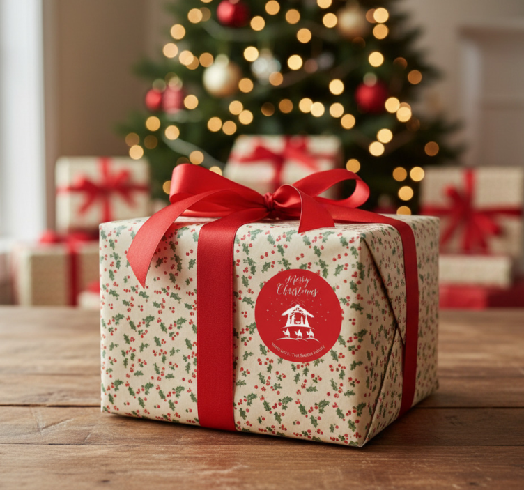 Jul klistermärke för personliga namn på gåvor - Tenstickers