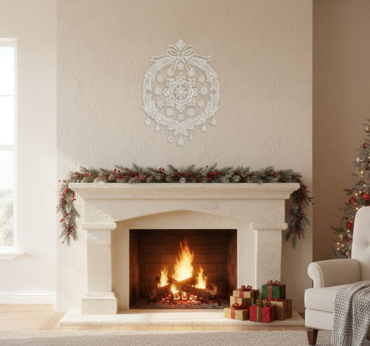 Jul klistermärke vita fönsterdekorasjoner - Tenstickers