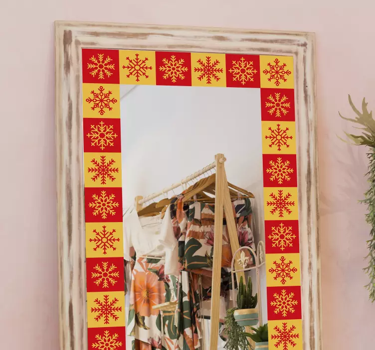 Jul snöflingor ram jul klistermärke - Tenstickers