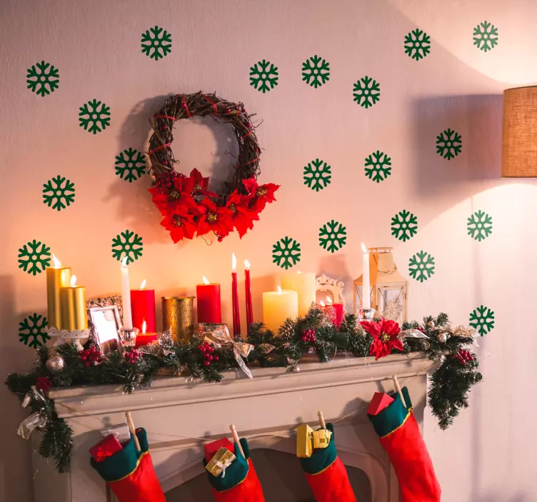 Jul snöflingor vägg sticke - Tenstickers