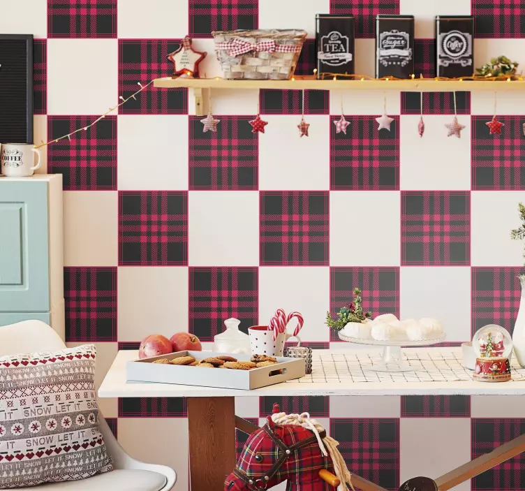 Klistermärke för jul tartanmönster - Tenstickers