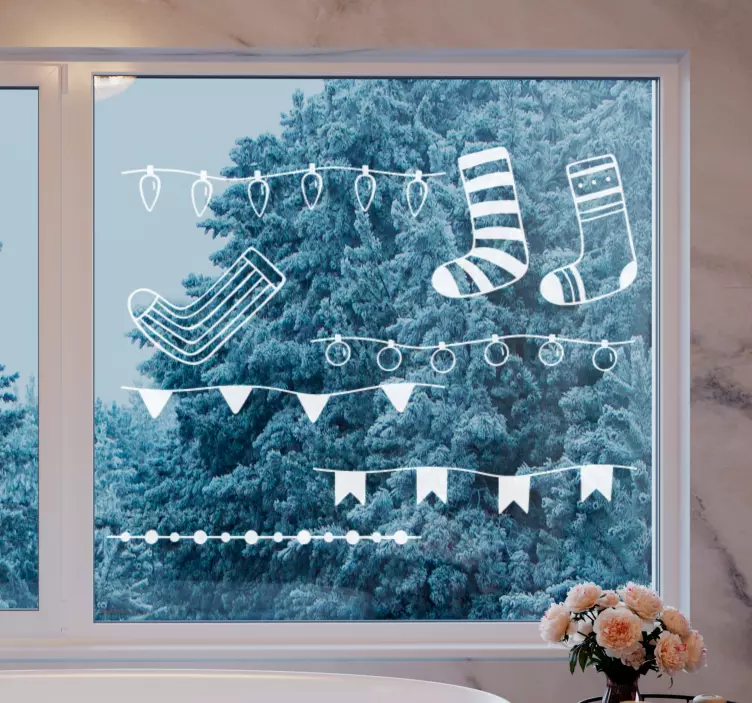Jul prydnad broderi fönster klistermärke - Tenstickers