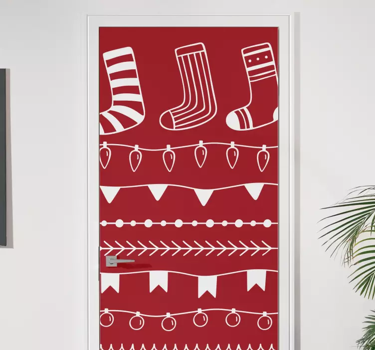 Juldekorationer broderi dörrdekal - Tenstickers