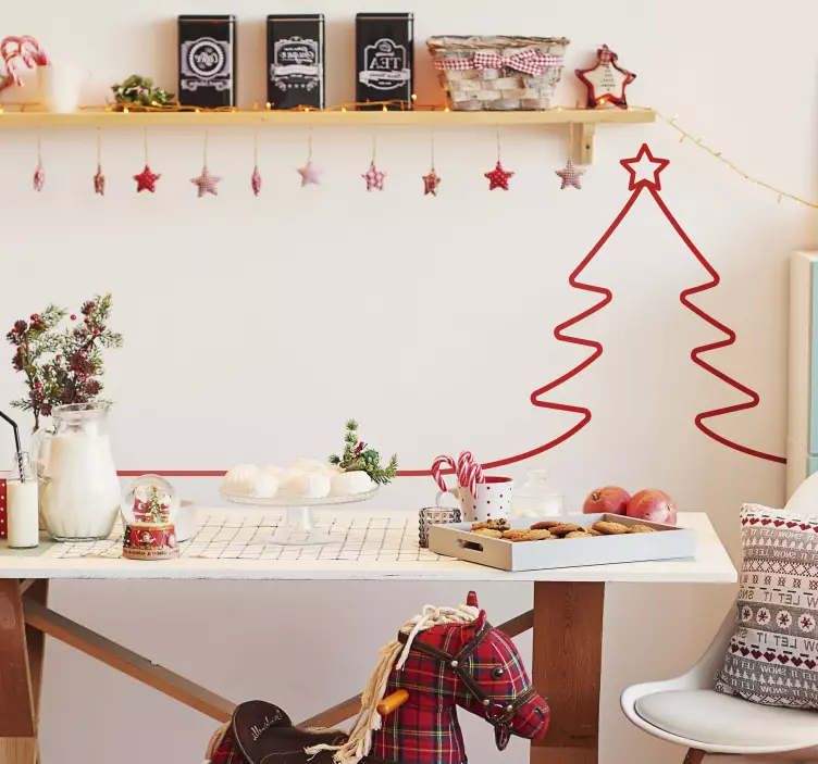 Julgran linje jul klistermärke - Tenstickers