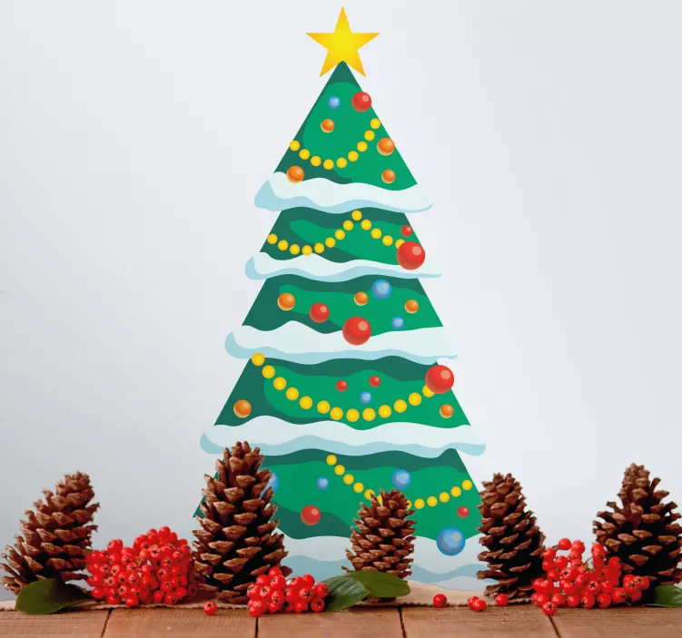 Insnöad träddekor Jul klistermärke - Tenstickers