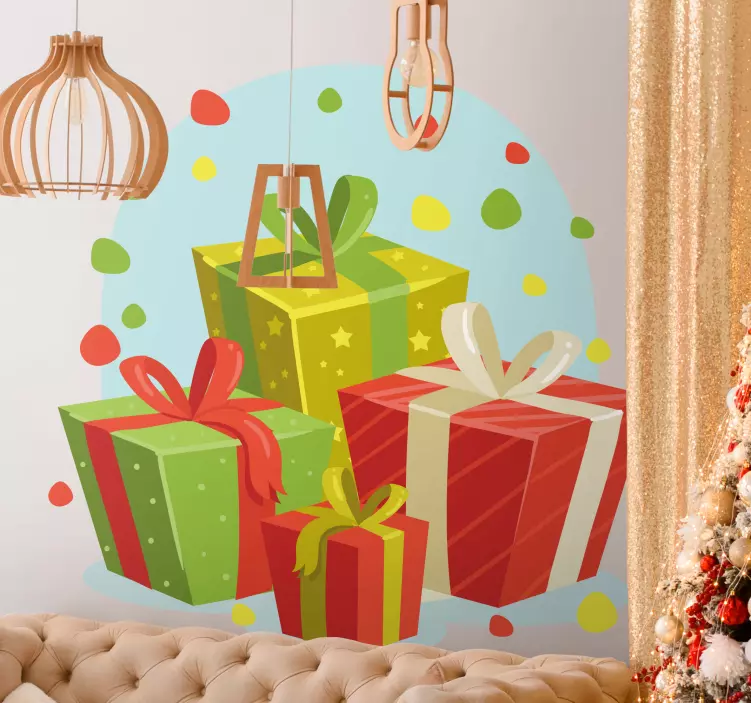 Julklappar bakgrund jul dekal - Tenstickers
