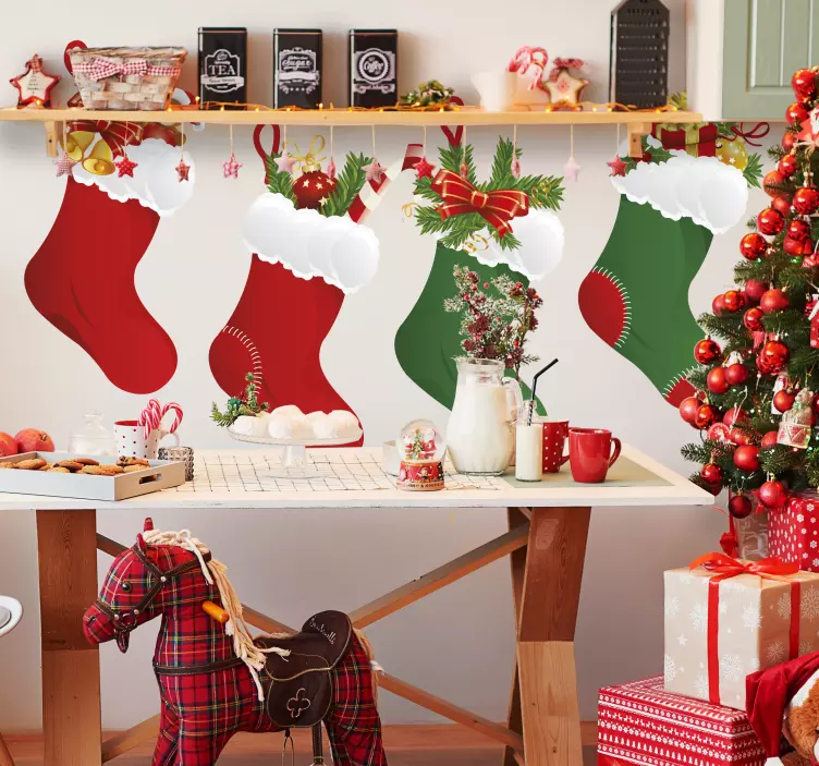 Julstrumpor klistermärke - Tenstickers