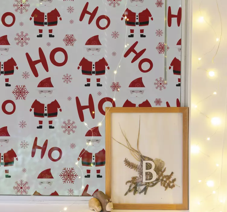 Jultomten och hohoho mönster fönster klistermärke - Tenstickers