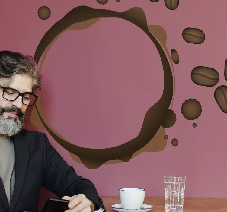 Kaffe stänk rund form dryck klistermärke - Tenstickers