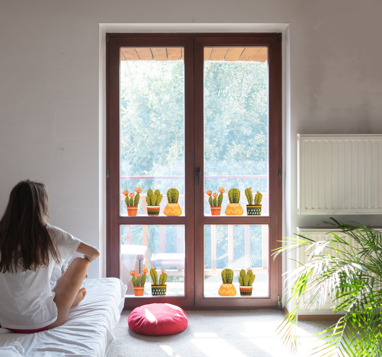 Kaktusformer Väggklistermärken fönster och glas - Tenstickers