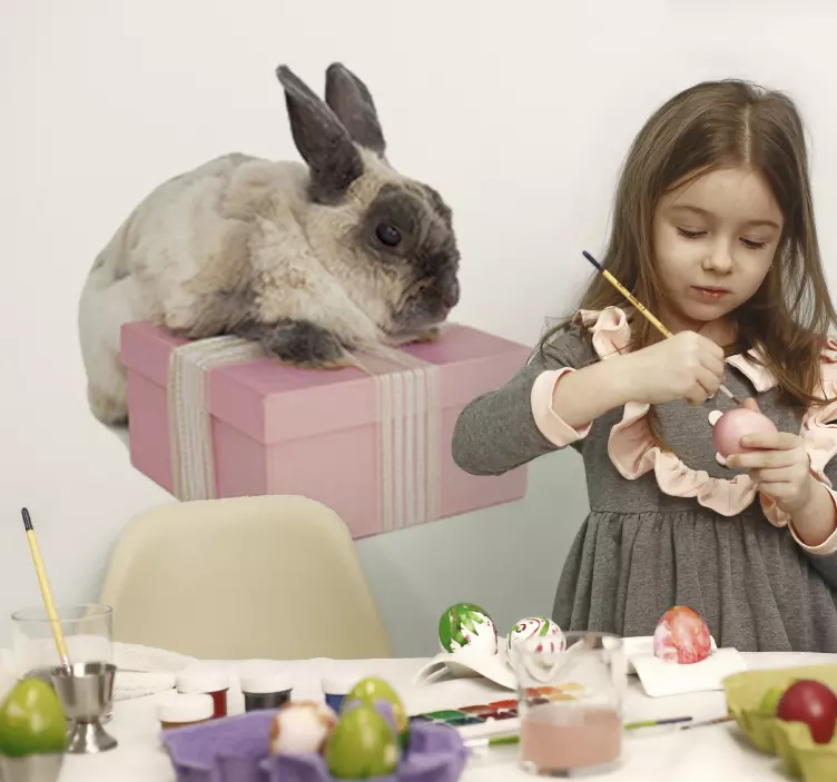 Kanin med djurväggklistermärke för gåvor - Tenstickers