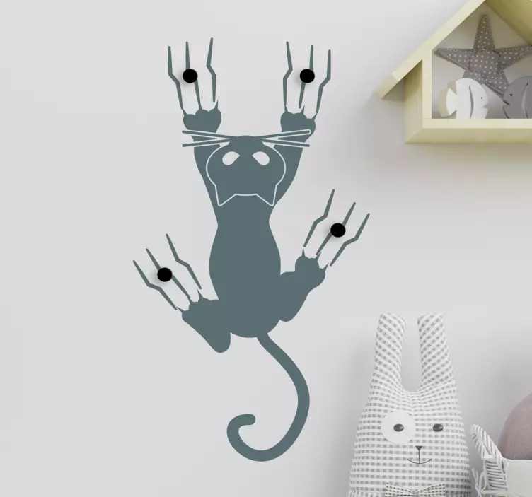 Klädsel katt klädhängare klistermärke - Tenstickers