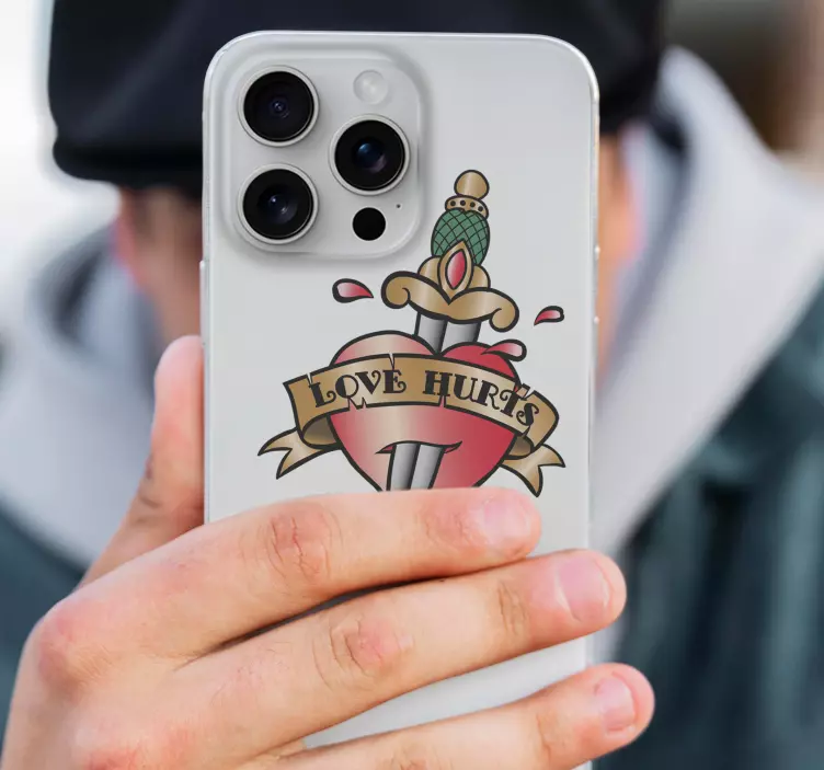 Kärlek gör ont tatuering klistermärke - Tenstickers