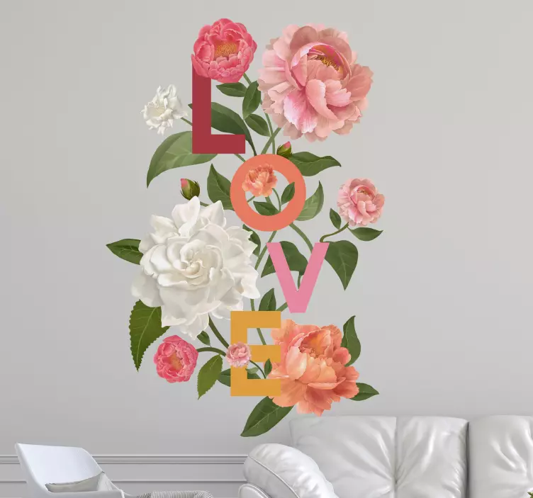 Kärleksblomsterarrangemang kärlek klistermärke - Tenstickers