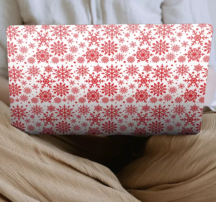 Karmosinröd snöflingemotiv klistermärke för bärbar - Tenstickers