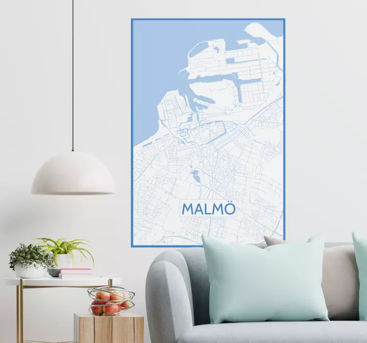 Karta över malmö land klistermärke - Tenstickers