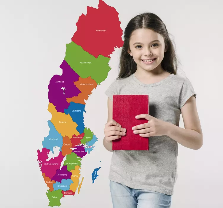 Karta sweden world map vägg klistermärke - Tenstickers