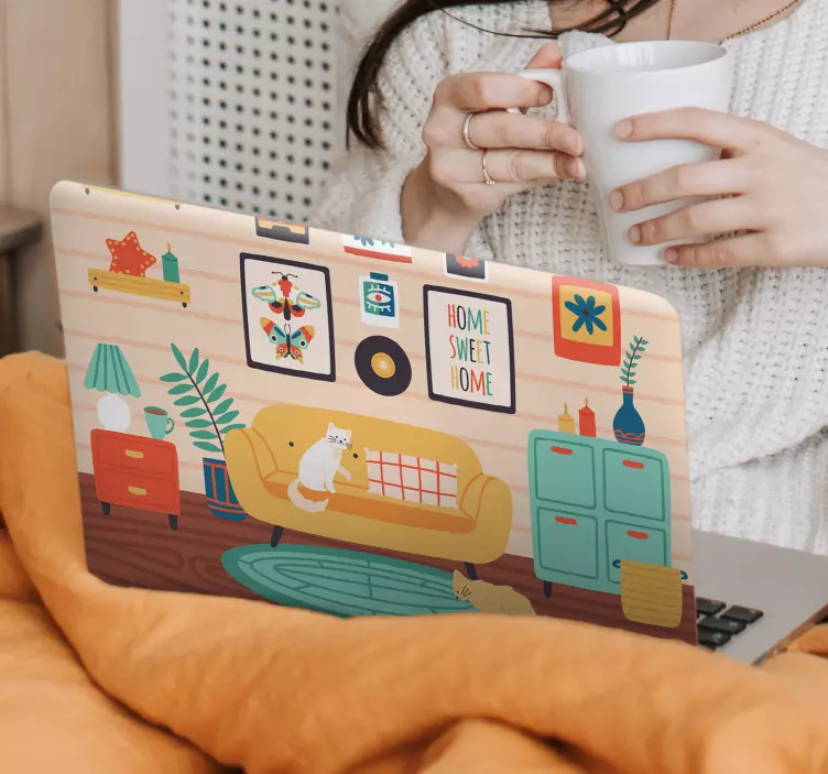 Katt ansikte laptop vinylskinn - Tenstickers