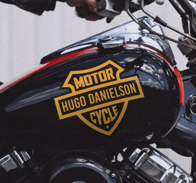 Klassisk motorcykelsköld Namn klistermärke - Tenstickers