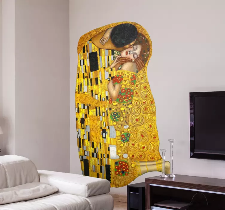 Klimt "the kiss" målning vägg klistermärke - Tenstickers