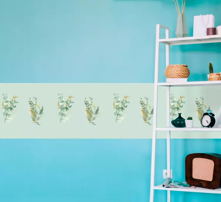 Klistermärke borband blomblad kant - Tenstickers