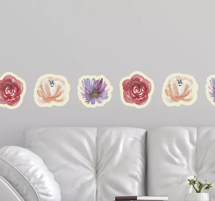 Klistermärke borband blommig akvarelldesign - Tenstickers