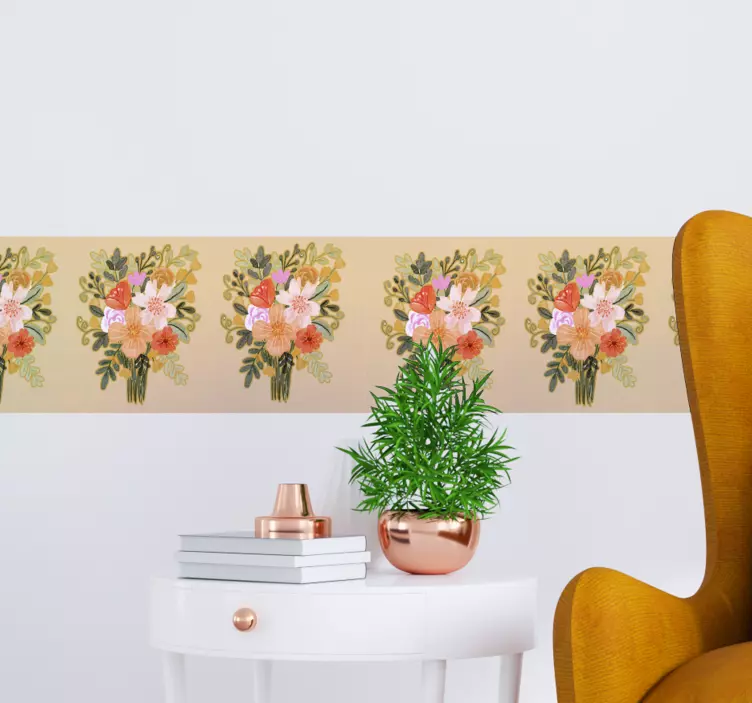 Klistermärke borband blommönster arrangemang - Tenstickers