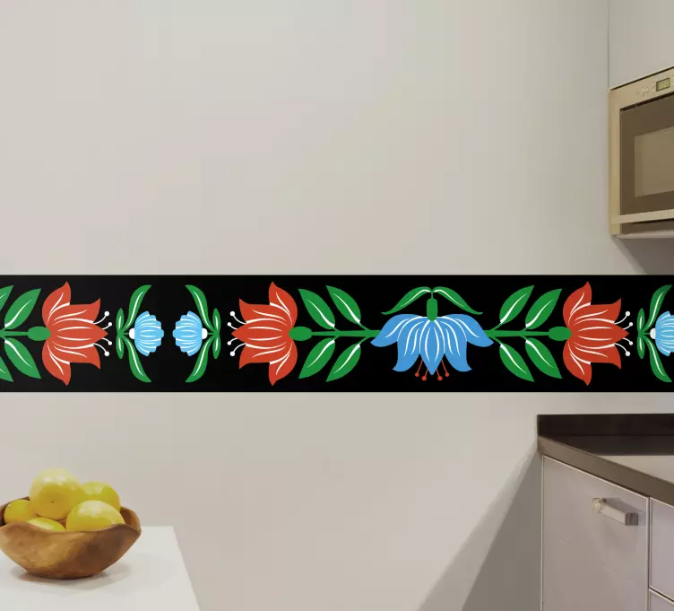 Klistermärke borband blommönsterkant - Tenstickers