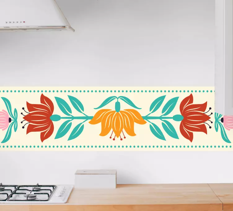 Klistermärke borband blomsterkant komposition - Tenstickers