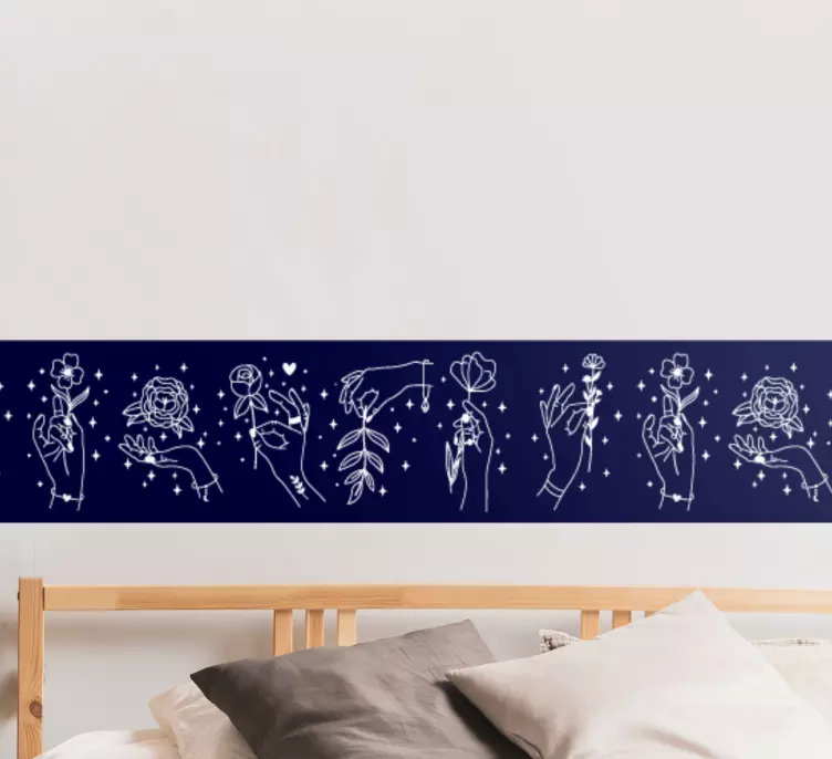 Klistermärke borband eleganta handritade blommor - Tenstickers