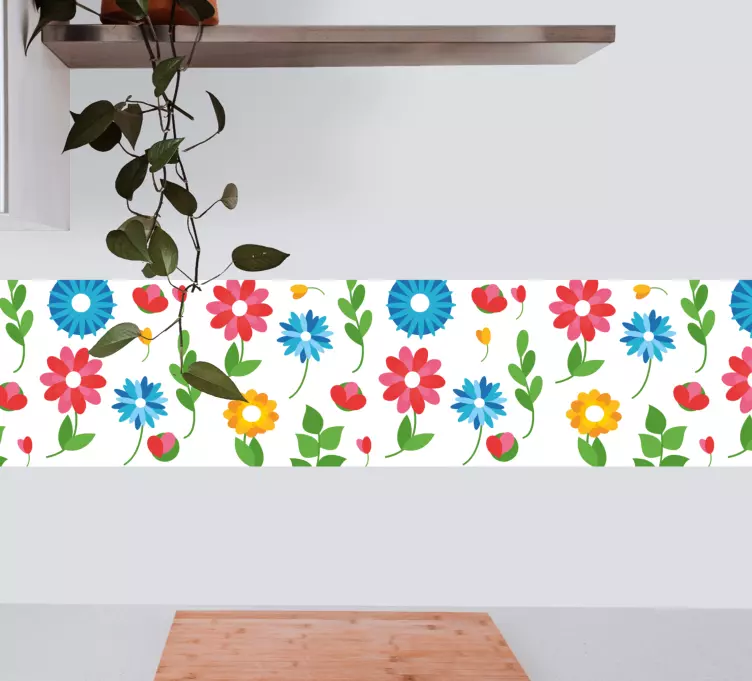 Klistermärke borband livlig blomsterkomposition - Tenstickers