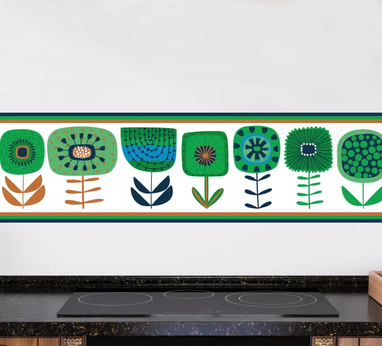 Klistermärke borband stiliserat blommönster - Tenstickers