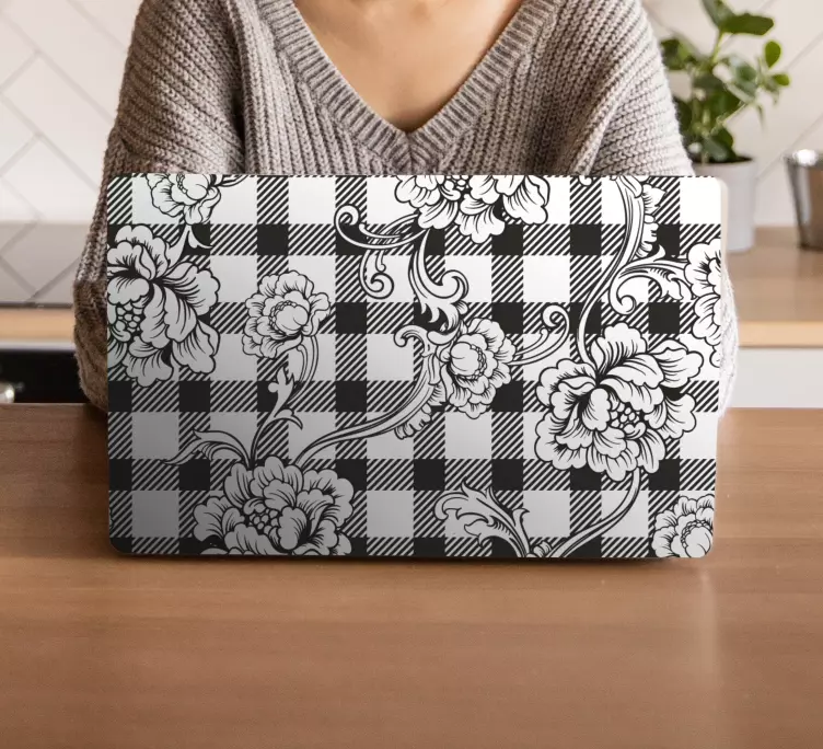 Klistermärke för bärbar blommigt rutmönster - Tenstickers