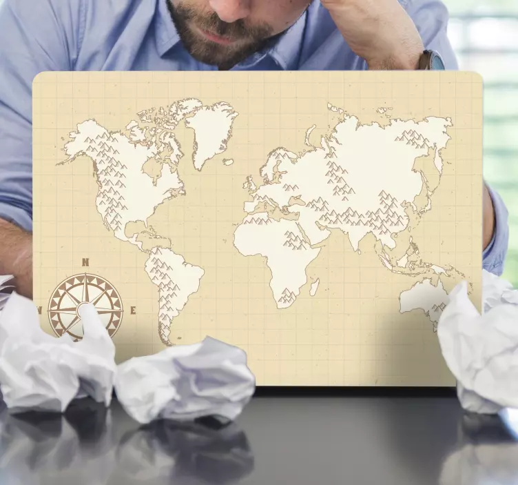 Klistermärke för bärbar karta med kompass - Tenstickers