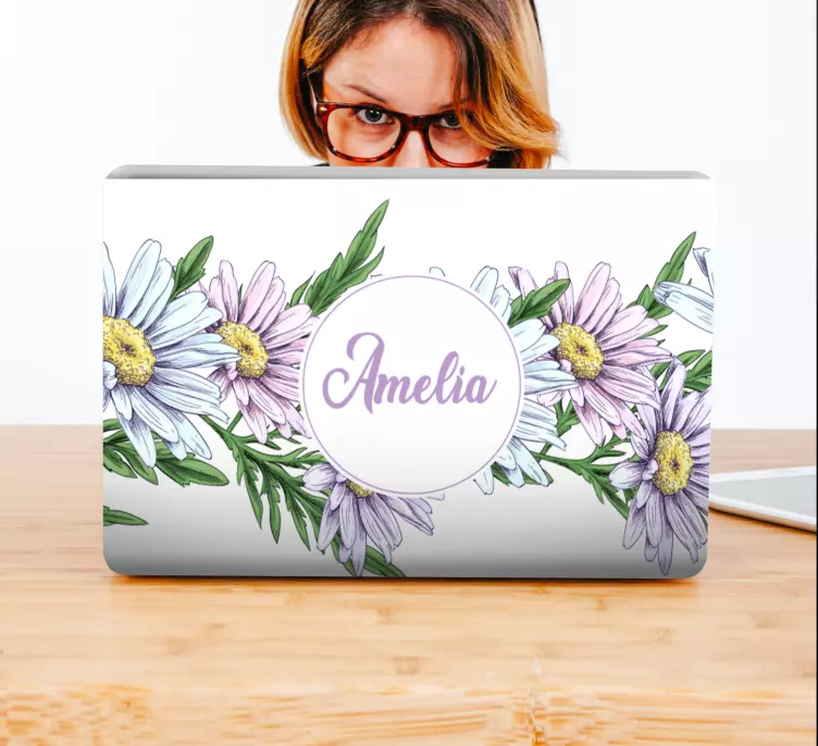 Klistermärke för bärbar med blommig design - Tenstickers